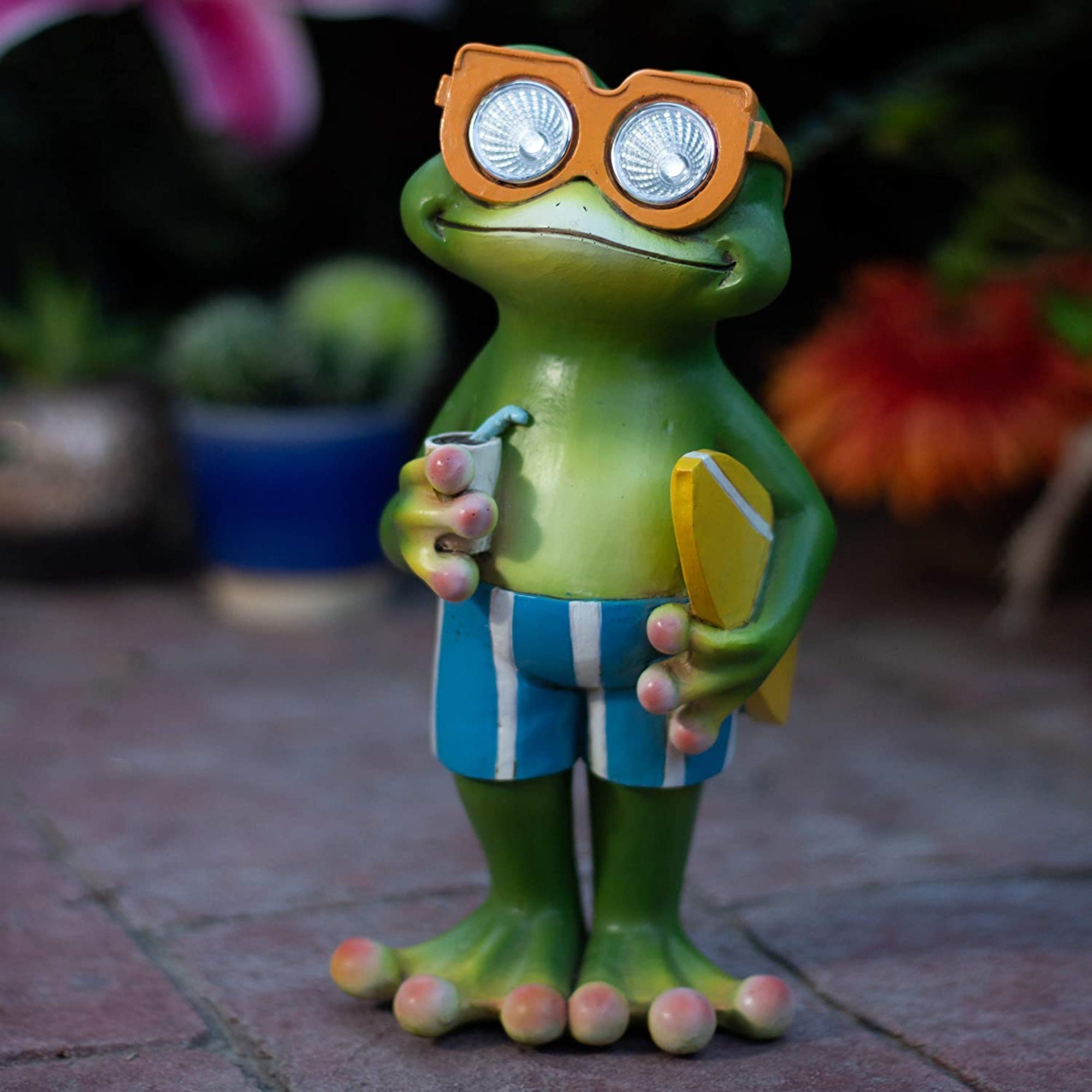 Ornamento de jardín solar de rana estatua de patio LED al | Etsy