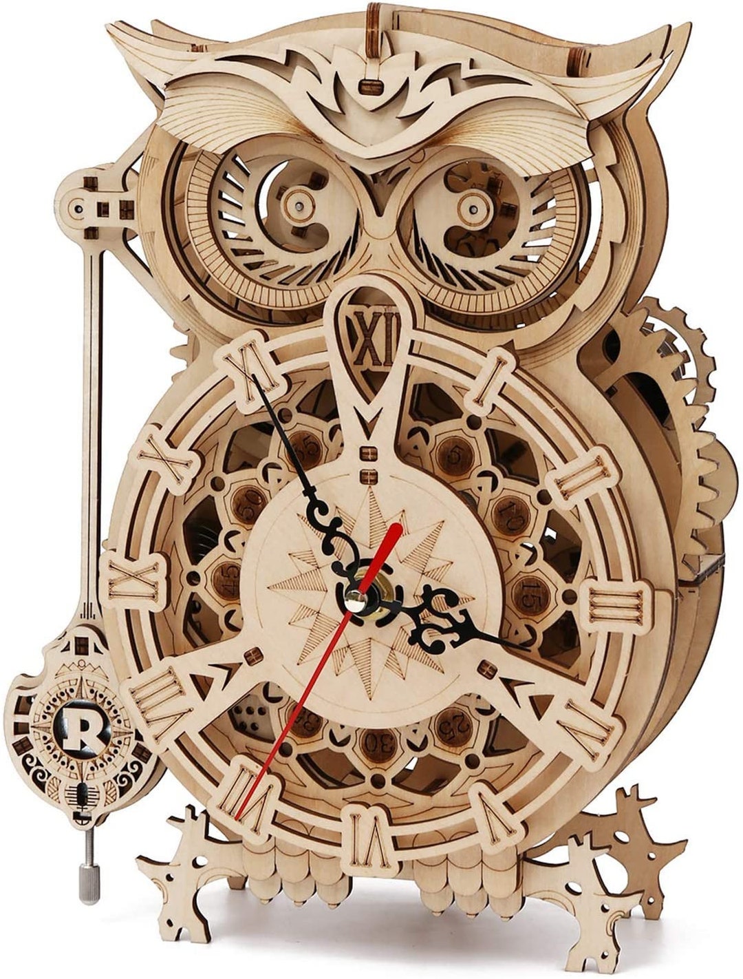 3D Wooden Puzzle Mechanical Gear Clock Owl Home Office Decor - Etsy