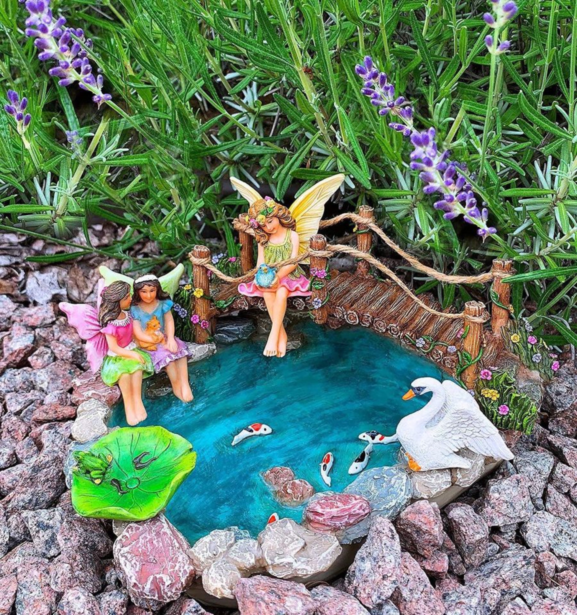 Handpainted Fairy Garden Fish Pond Kit Fairy Garden Etsy UK