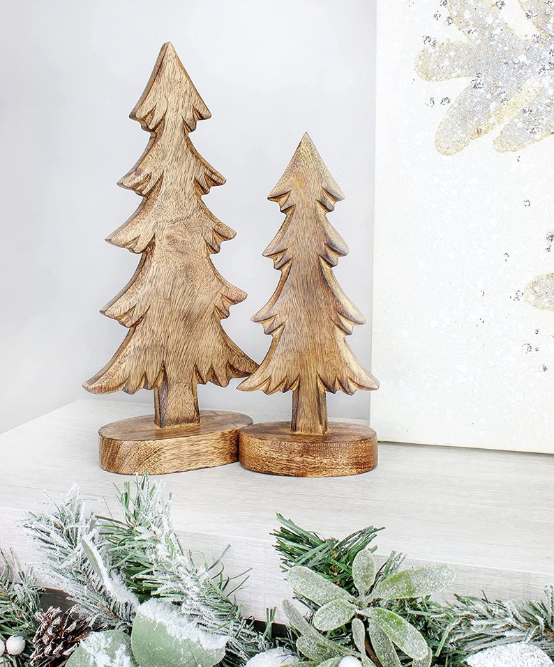 Wooden Tabletop Handmade Wood Trees With Rectangular Base for Etsy
