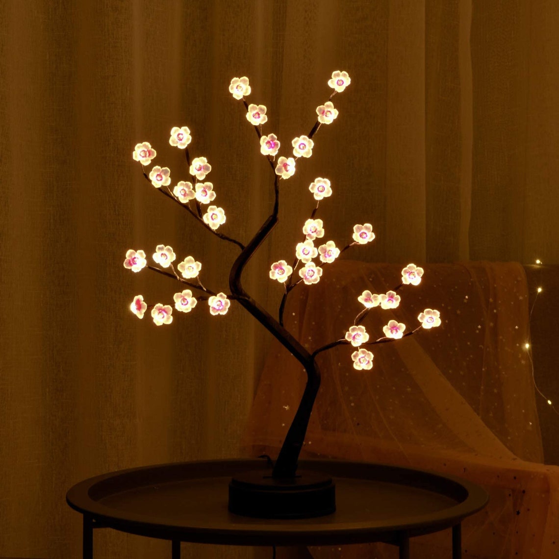 Pink Plum Tree lamp Fairy Light Spirit Tree Artificial Bonsai Etsy