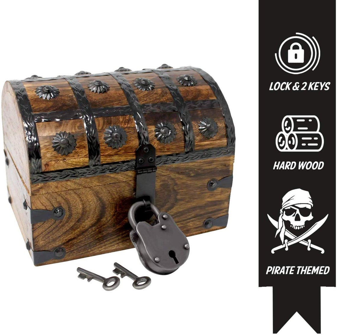 Vintage Style Pirate Treasure Chest With Iron Lock & Skeleton Etsy