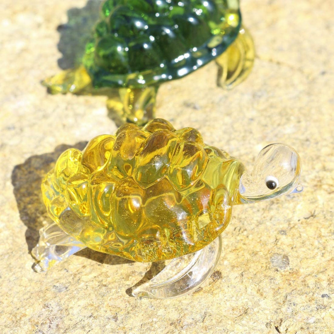 Crystal Sea Turtle Hand Blown Glass Figurine Handmade Art Home Etsy UK