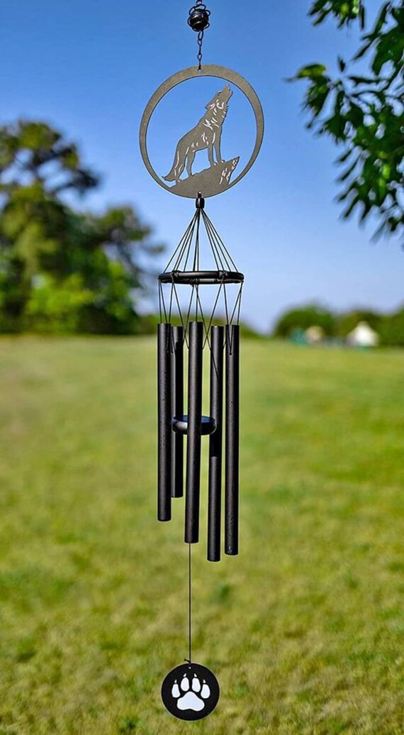 Howling Wolf Outdoor Garden Decor Wind Chime Etsy