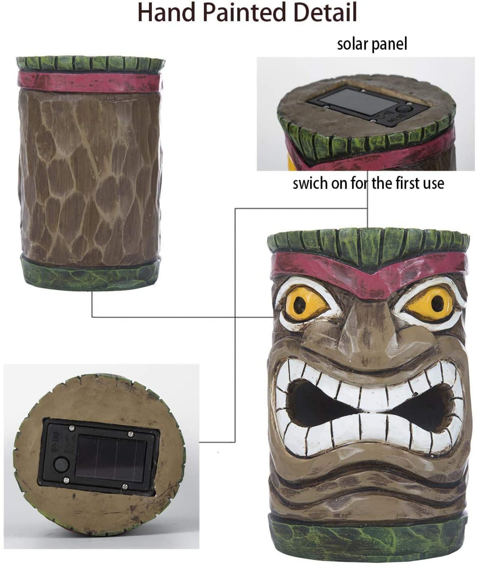 Tiki Solar Powered Outdoor Decor LED Garden Light Resin Mask Etsy