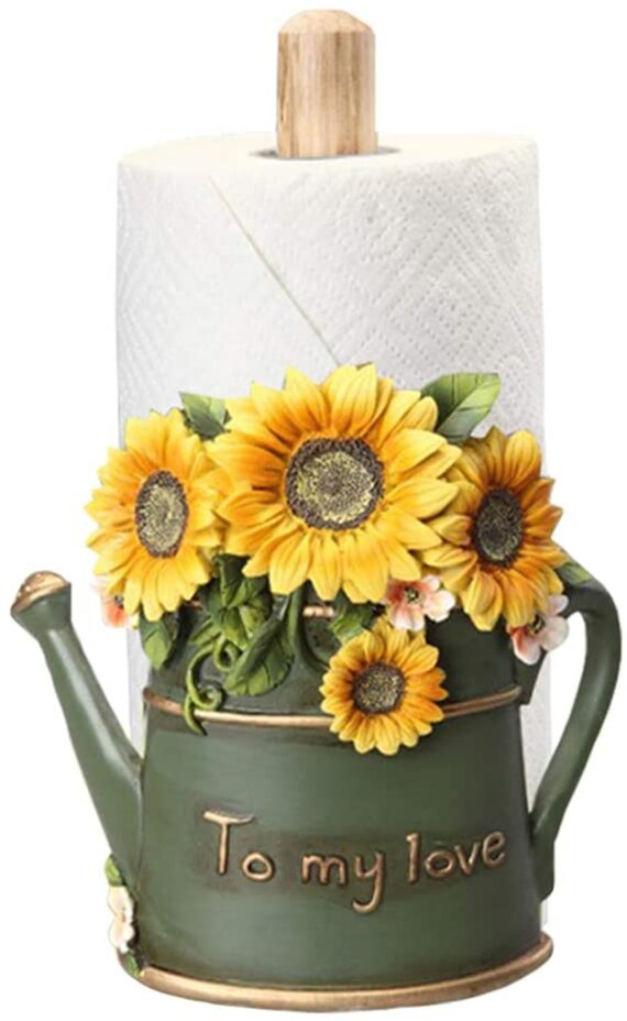 Hand Painted Paper Towel Holder With Sunflower Flower Decor Etsy UK