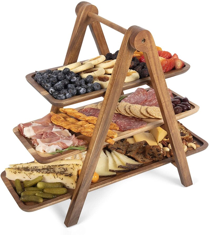 3 Tiered Serving Ladder Charcuterie Boards Wood Serving Etsy