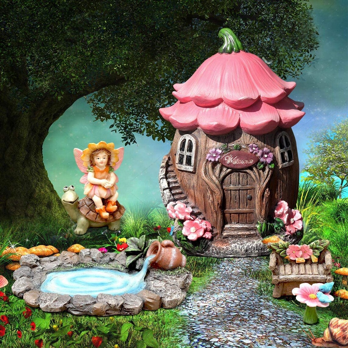 Miniature Fairy Garden Sculpture Statues House Gardening Decor Etsy