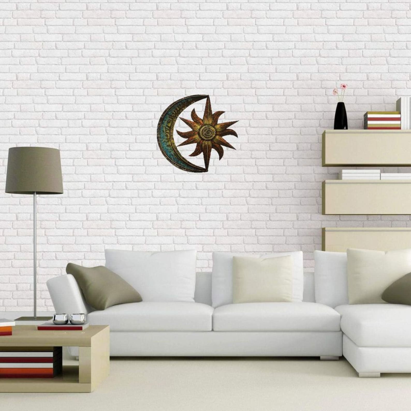 Hand Painted Metal Wall Art Moon Star Shape Iron Wall Decor Etsy