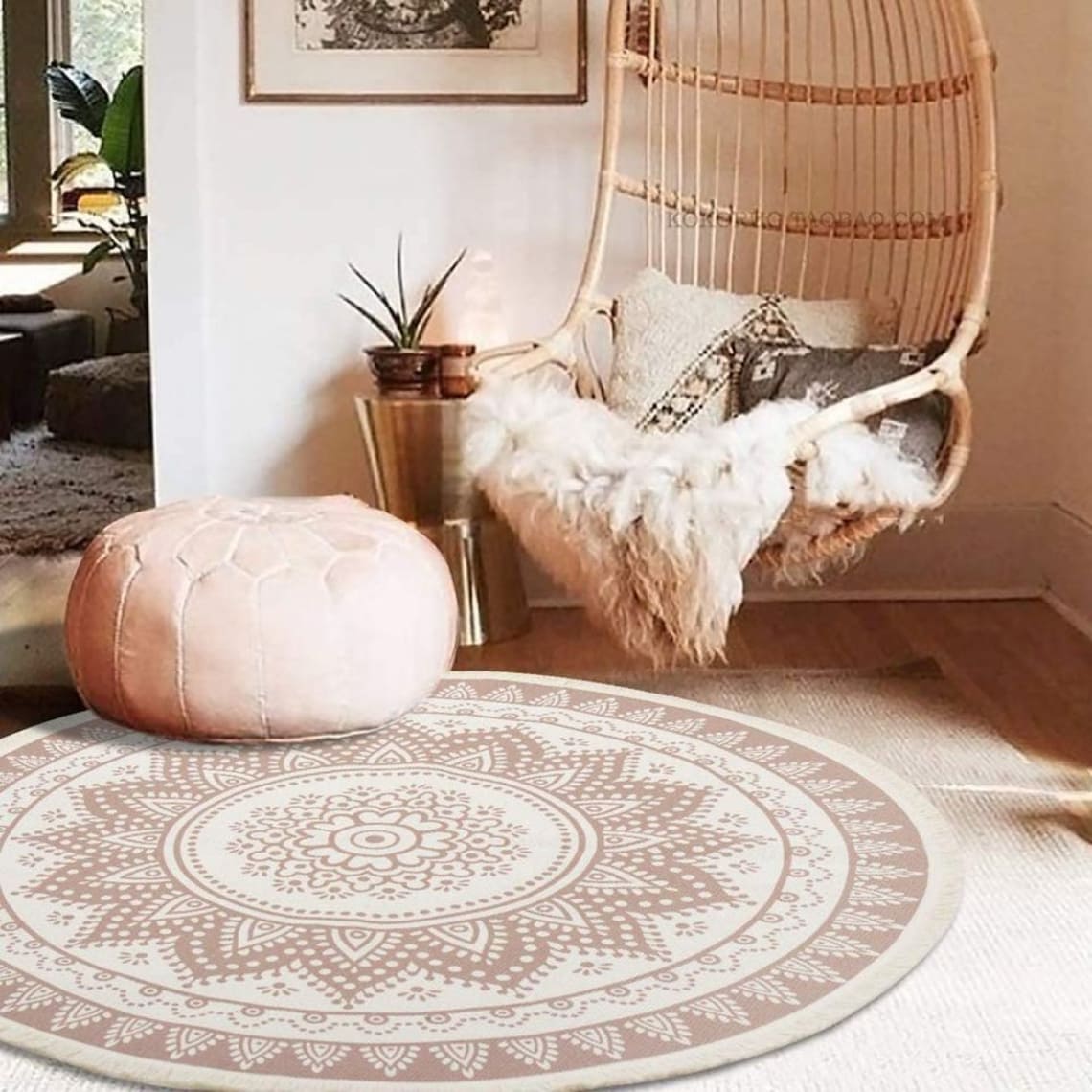 Boho Mandala Bedroom Circle Rug Small Meditation Bohemian Etsy