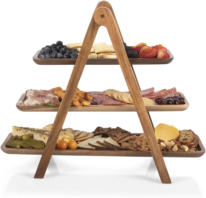 3 Tiered Serving Ladder Charcuterie Boards Wood Serving Etsy