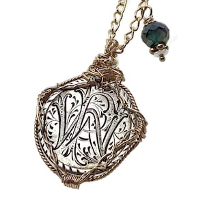 1878 Antique Victorian Love Token Coin Necklace | W.A.R.D Initials | Genuine Blue Diamond Jewelry | Unique Anniversary Gifts | 19 In