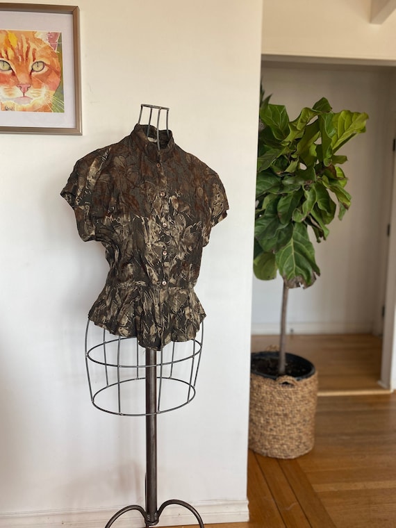 Vintage women's blouse / Green blouse / Medium / W