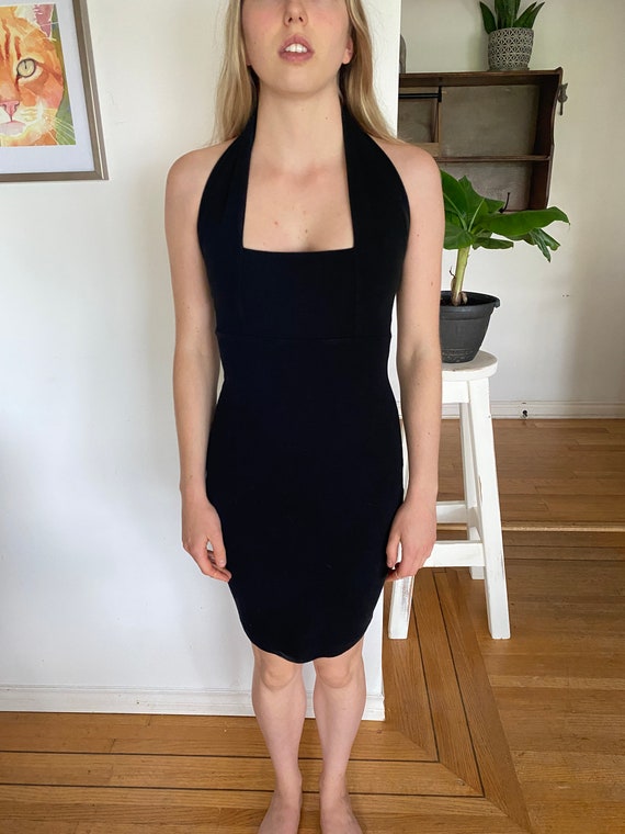 Vintage Women's Dress / Mini dress / Black stretch