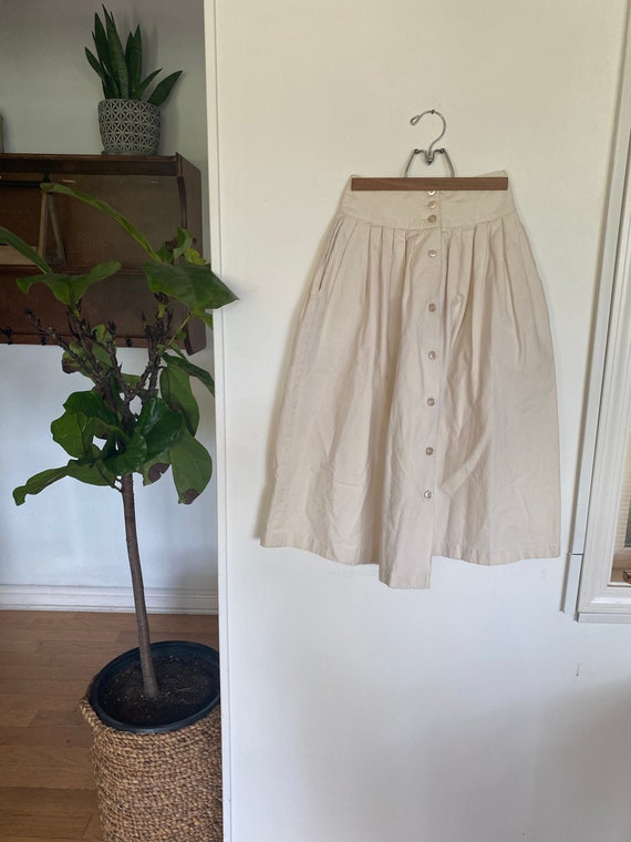 Vintage Women's Skirt / Button up skirt / Cream s… - image 1