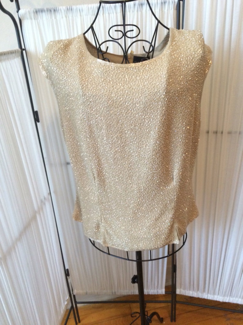 Cocktail Blouse Vintage Beaded Blouse Womens blouse Holiday blouse Beaded blouse Silk blouse