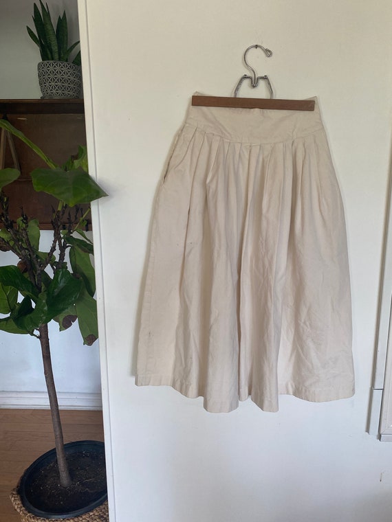 Vintage Women's Skirt / Button up skirt / Cream s… - image 4