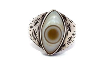 Ancient Silver Ring: Vintage Afghan Zee Agate Stone Jewelry