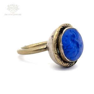 Vintage Lapis Howlite Ring: Afghan Tribal Jewelry, Size 8