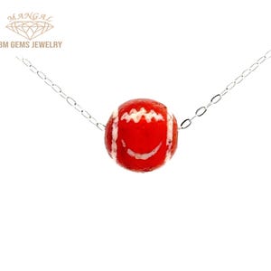 Beautiful Old Antique Spiritual Amulet Etched Carnelian Agate Pendant Rare Pattern Bead Necklace S925 sterling silver chain Vintage Jewelry