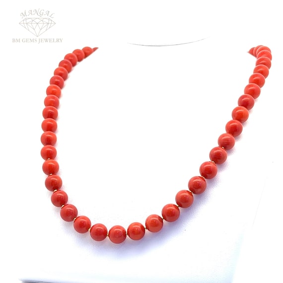 Collana In Corallo Rosso Naturale 4mm - Perle Tonde - Gioiello Artigianale - Lunghezza 48cm - Foto 2