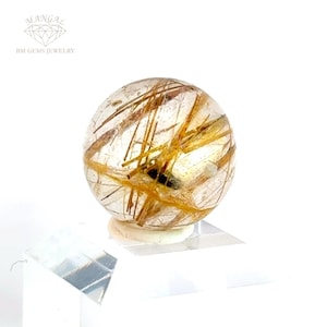 Top Rare Natural Rutilated gold crystal Quartz Sphere healing Decorator 7 grams