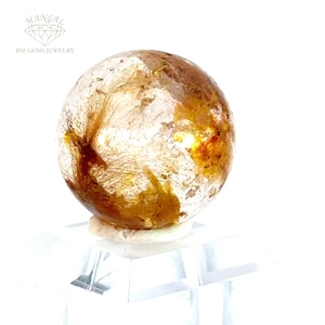 Top Rare Natural Rutilated gold crystal Quartz Sphere healing Decorator 11 grams