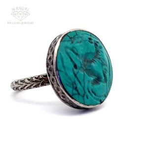 Vintage Afghan Howlite Ring: Carved Turquoise Style, Size 9