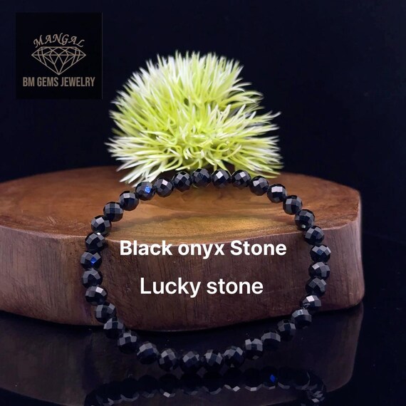 Faceted Black Onyx Bead Bracelet, Polarity Equilibrium