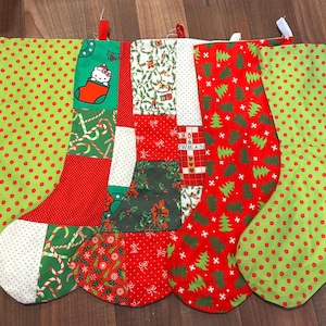 Lot of 5 Christmas Stockings with Assorted Patterns and Prints
