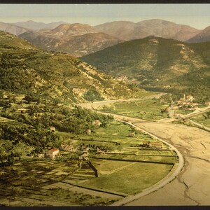 Route de la corniche et vallée du Paillon, Nice, Côte d'Azur] 1890. réimpression de carte postale photo vintage 8 x 10 up.