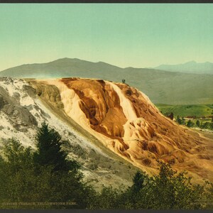 Jupiter Terrace, Yellowstone Park 1902. Reimpressão de cartão postal fotográfico vintage 8x10-up. Vales Parques e reservas nacionais Formações rochosas Wyoming