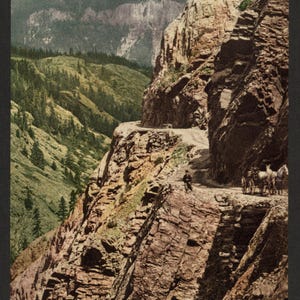 Mautstraße Ouray und Silverton 1898. Vintage Foto Panorama Nachdruck 200x300. Gebirge Bergstraßen Colorado Ouray Colorado Silverton