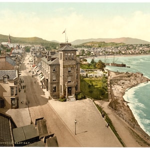 East Bay, Dunoon, Écosse vers 1890. Photo colorisée / photochrome. carte postale vintage réimpression, 8 x 10 et plus grande disponible.