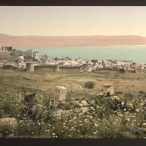 Vista panoramica, Tiberiade, Terra Santa (vale a dire Israele)] 1890. Ristampa di una cartolina fotografica d'epoca, formato 8x10.