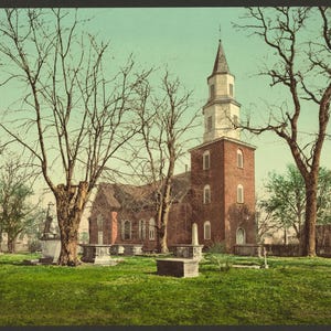 Bruton Parish Church, Williamsburg, Virginia 1902. Reimpressão de cartão postal fotográfico vintage 8x10-up. Bruton Parish Church (Williamsburg, Va)