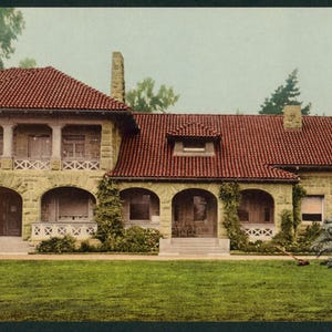 The lodge, Golden Gate Park, San Francisco, Cal. 1898. Ristampa di una foto panoramica d'epoca 8x16-up. Lodges California San Diego Golden Gate Park