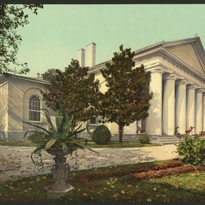 Custis-Lee Mansion, Arlington, VA 1900. Reimpressão de cartão postal fotográfico vintage 8x10-up. Lee, Robert E (Robert Edward), 1807-1870 Casas e assombrações