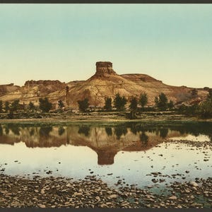 Green River Butte 1898. Réimpression de carte postale photo vintage 8 x 10 pouces. Formations rocheuses Rivières Buttes Utah Rivière Verte