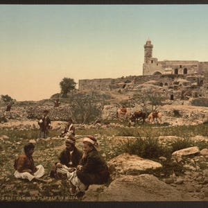 Nebi-Samuel, ou a Planície de Mispá, Terra Santa (ou seja, Israel)] 1890. Reimpressão de cartão postal fotográfico vintage 8x10 pol.