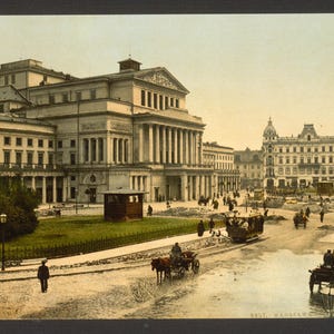 Grande teatro, Varsóvia, Rússia (ou seja, Varsóvia, Polônia)] 1890. Reimpressão de cartão postal fotográfico vintage 8x10 pol.