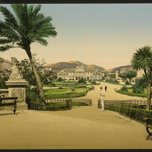 Jardins publics et casino municipal, Nice, Côte d'Azur] 1890. réimpression de carte postale photo vintage 8 x 10 up.