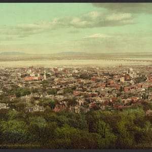Montréal depuis le mont Royal, 1902. Réimpression d'une carte postale vintage de 8 x 10 pouces. Villes Canada Québec (Province) Montréal Parc du Mont-Royal