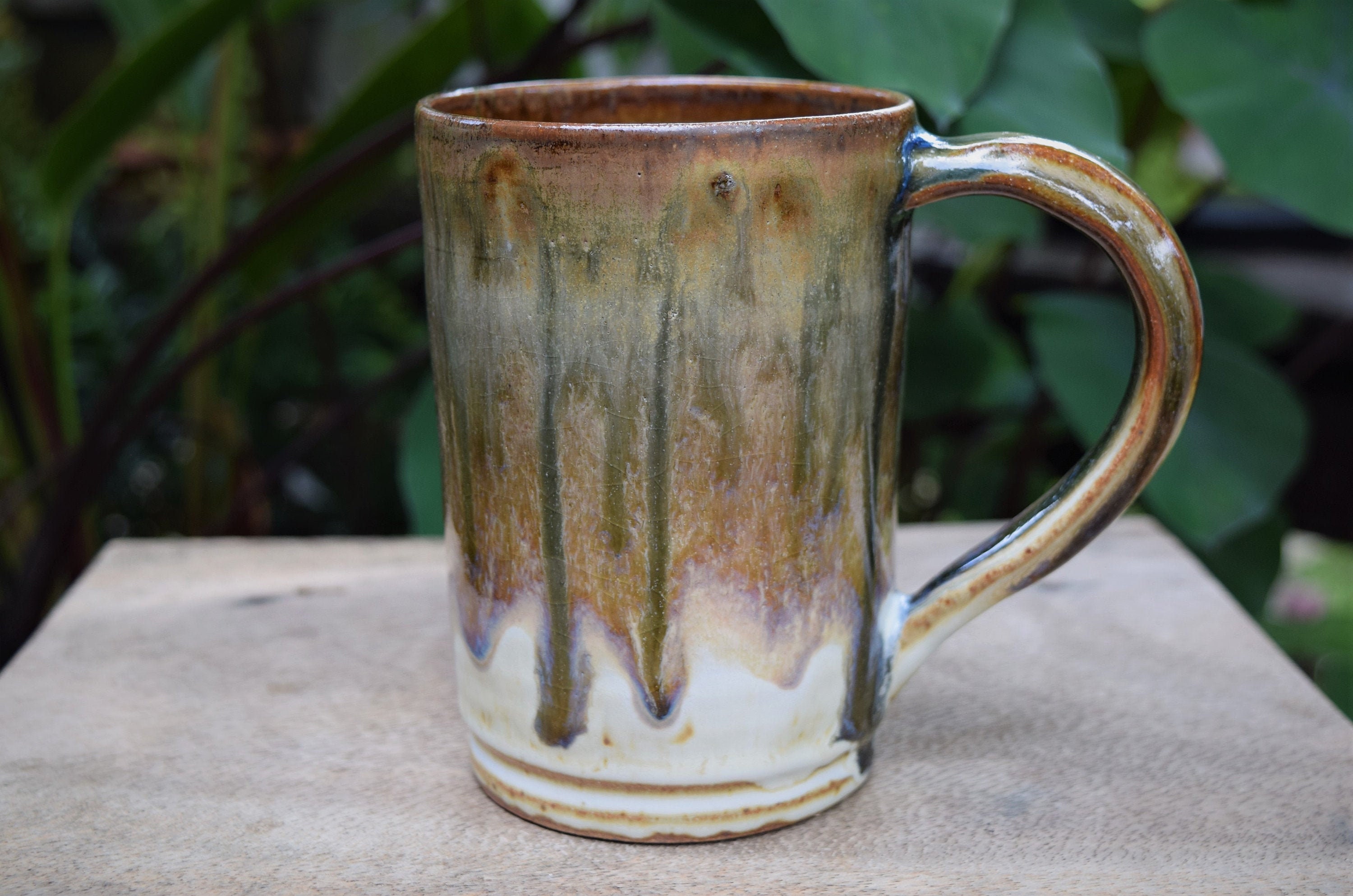 Tall Drip Glazed Mug Drippy Glazed Ceramic Mug Big Coffee Etsy