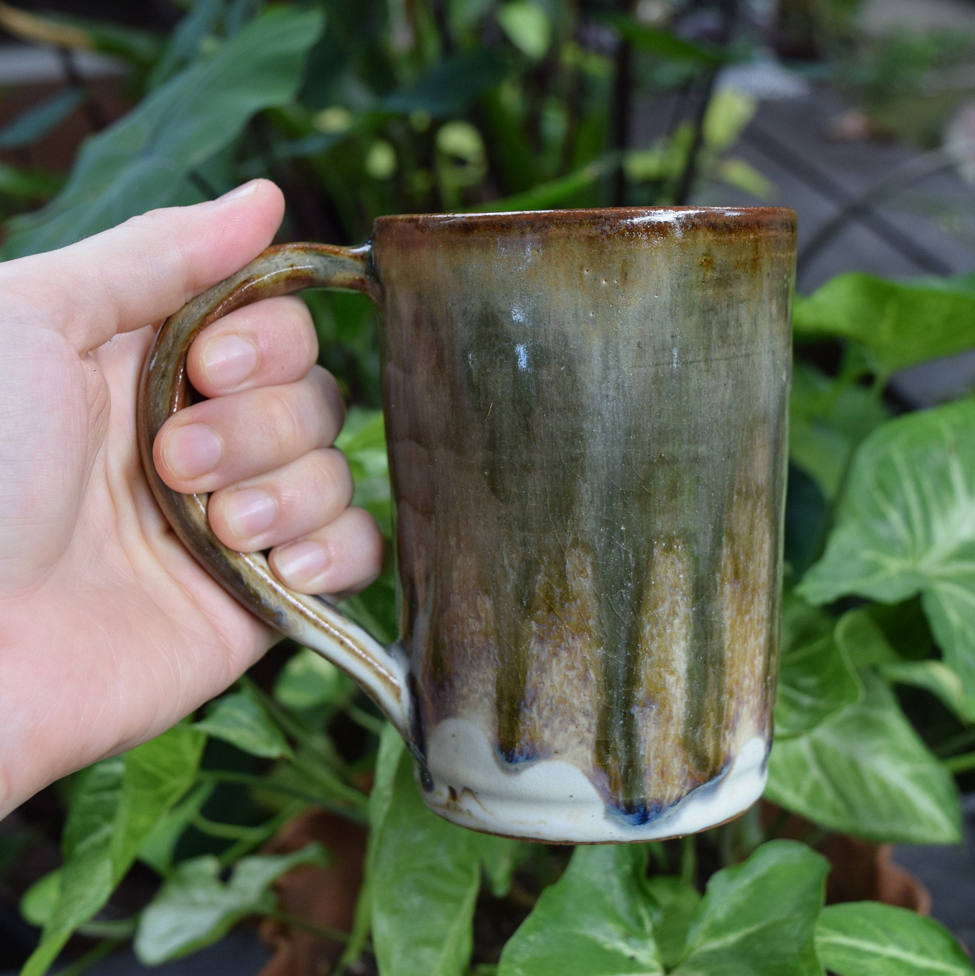 Tall Drip Glazed Mug Drippy Glazed Ceramic Mug Big Coffee Etsy