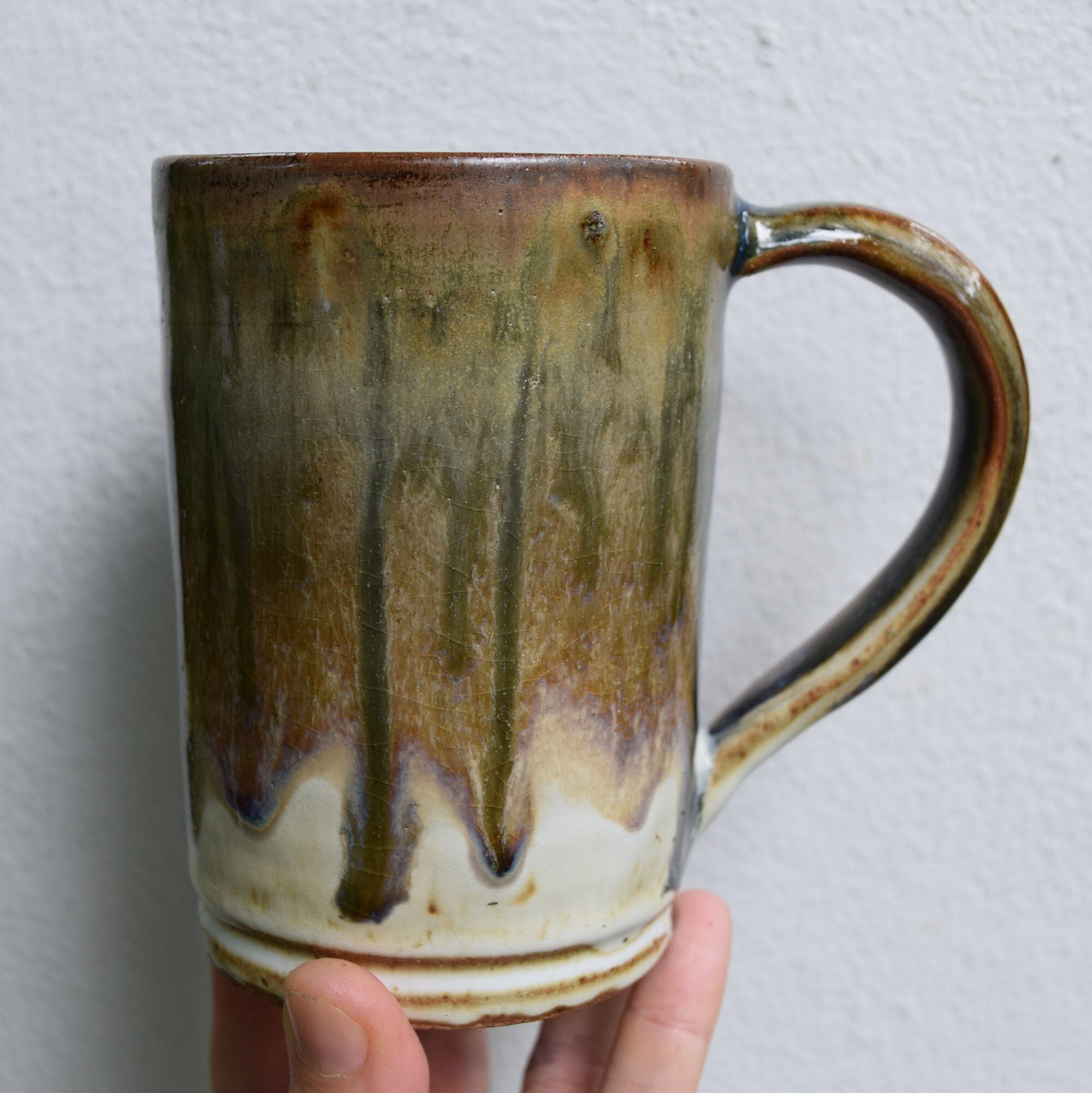 Tall Drip Glazed Mug Drippy Glazed Ceramic Mug Big Coffee Etsy