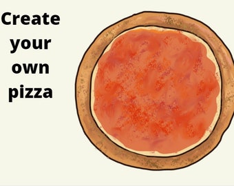 Make Your Own Pizza Printable – Kids Food Activity Worksheet, Build a Pizza Craft