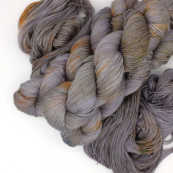 Oathbreaker -- Merino/Silk yarn - Hand dyed gray speckled yarn