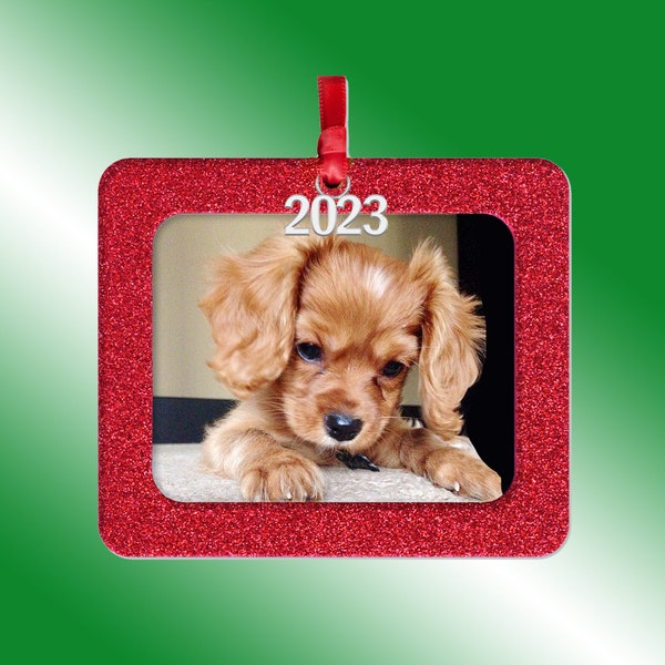 2023 Christmas Photo Ornament for Tree Decoration, Picture Frame Ornament, Horizontal