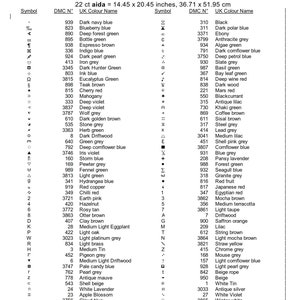 Puede incluir: Clave de s&iacute;mbolos para un patr&oacute;n de punto de cruz llamado "The Gang". La clave enumera los n&uacute;meros de hilo DMC y los colores correspondientes para cada s&iacute;mbolo utilizado en el patr&oacute;n. El patr&oacute;n es de 318 x 450 puntos y se puede trabajar en tela Aida de 22, 28 o 18 puntos.